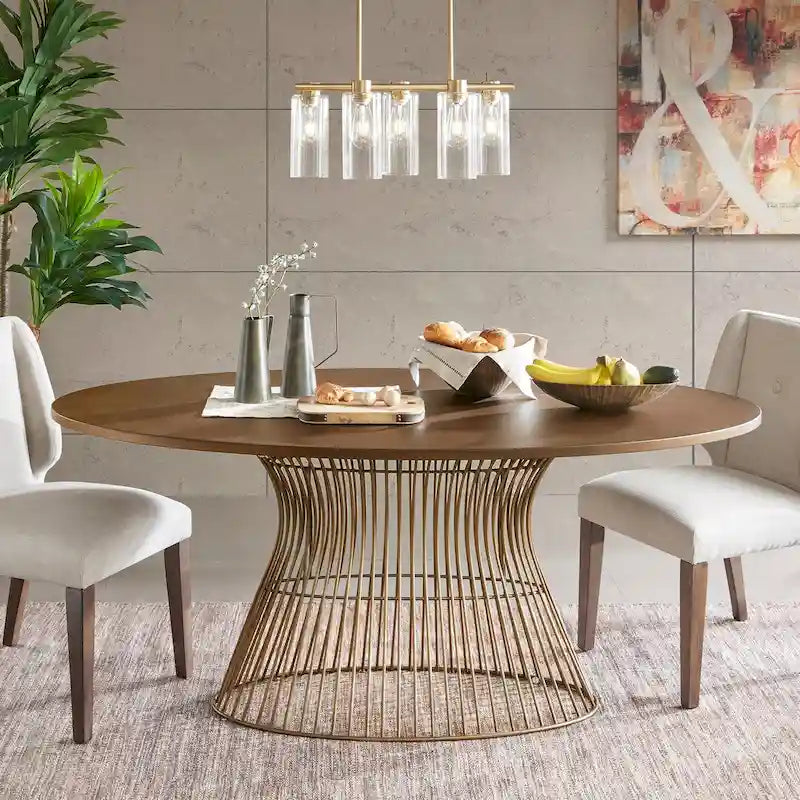 Tavolo da pranzo ovale bronzo/nero, stile Mid-Century Modern, 6 posti