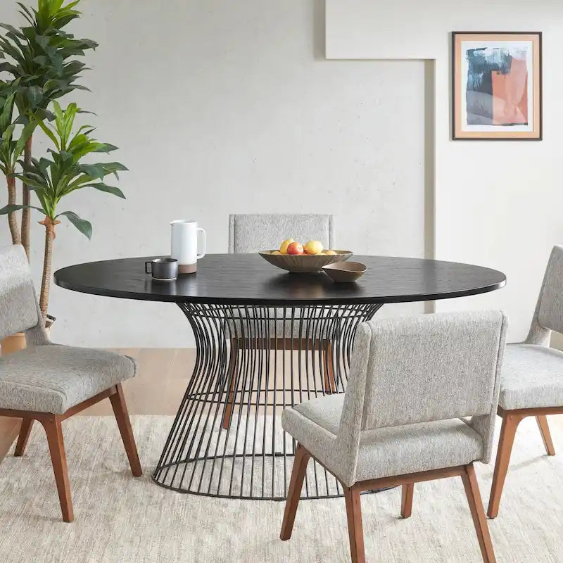 Tavolo da pranzo ovale bronzo/nero, stile Mid-Century Modern, 6 posti