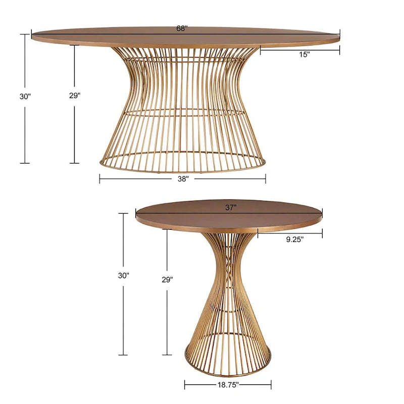 Tavolo da pranzo ovale bronzo/nero, stile Mid-Century Modern, 6 posti