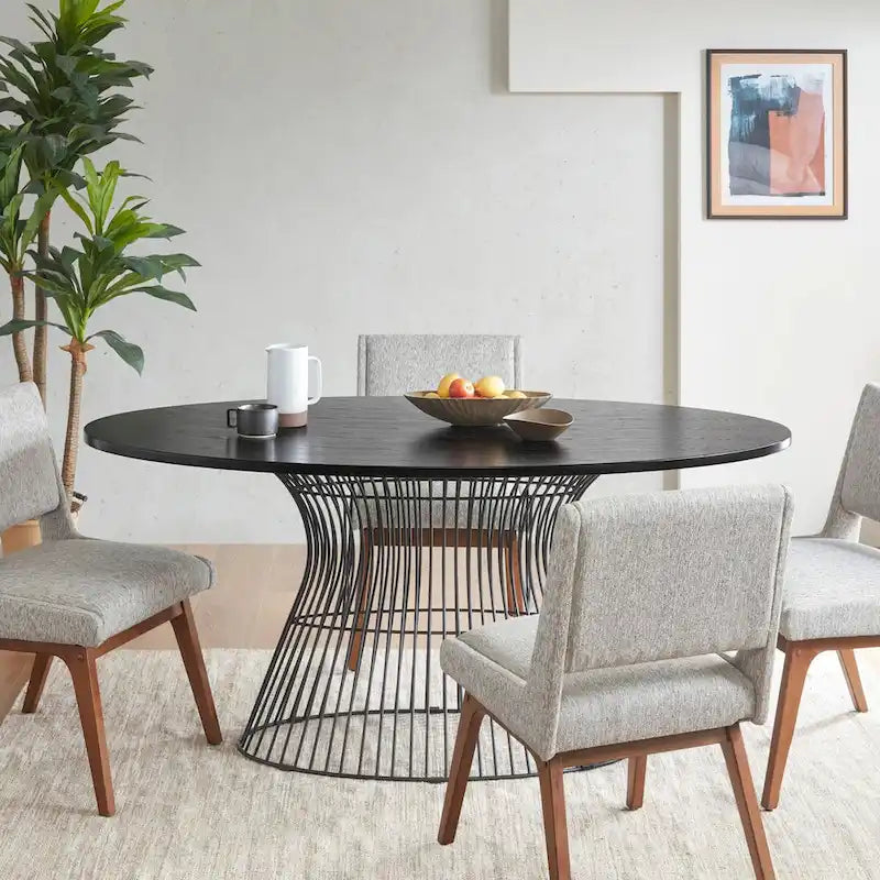 Tavolo da pranzo ovale bronzo/nero, stile Mid-Century Modern, 6 posti