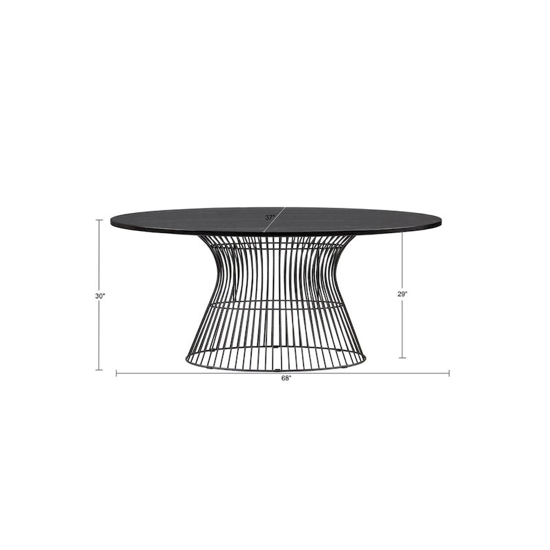 Tavolo da pranzo ovale bronzo/nero, stile Mid-Century Modern, 6 posti