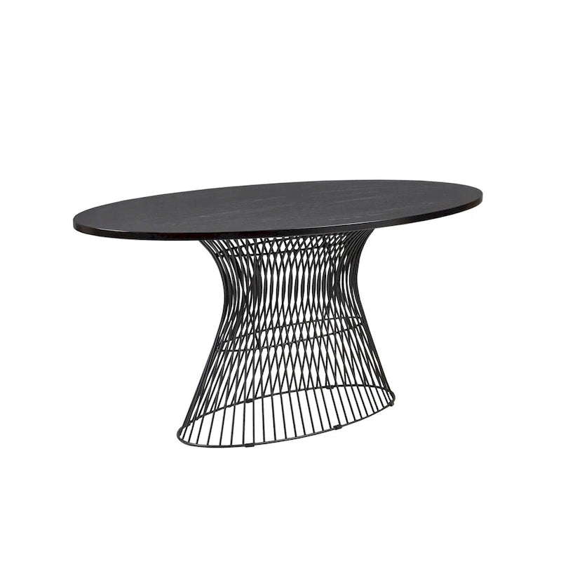 Tavolo da pranzo ovale bronzo/nero, stile Mid-Century Modern, 6 posti