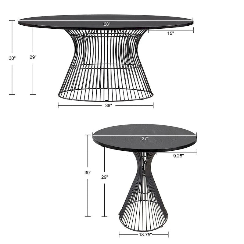 Tavolo da pranzo ovale bronzo/nero, stile Mid-Century Modern, 6 posti
