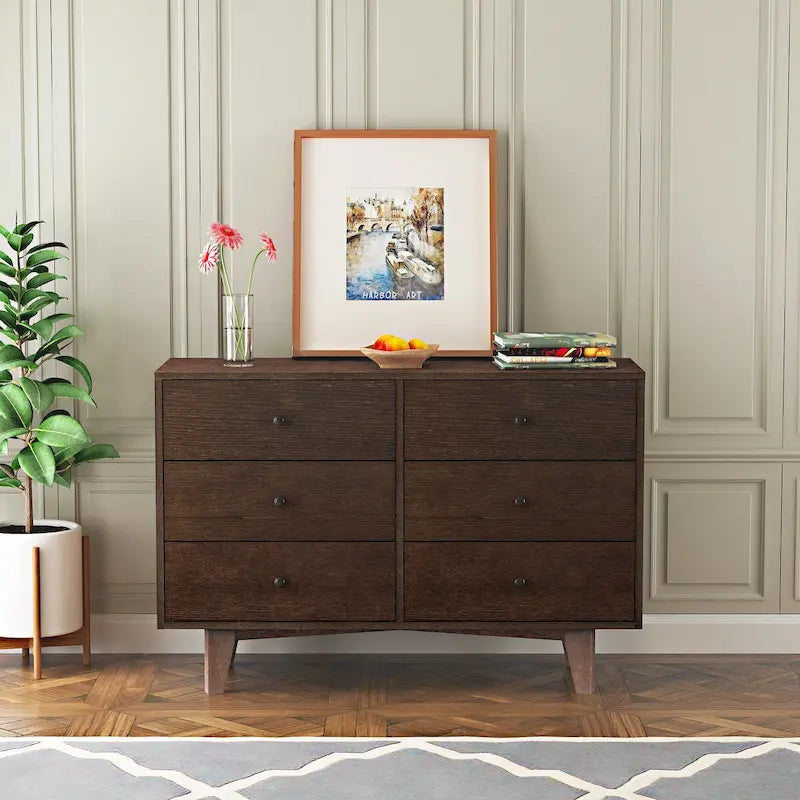 Credenza da buffet in legno massello Auburn, maniglia rotonda retrò, montaggio da 1-2 persone