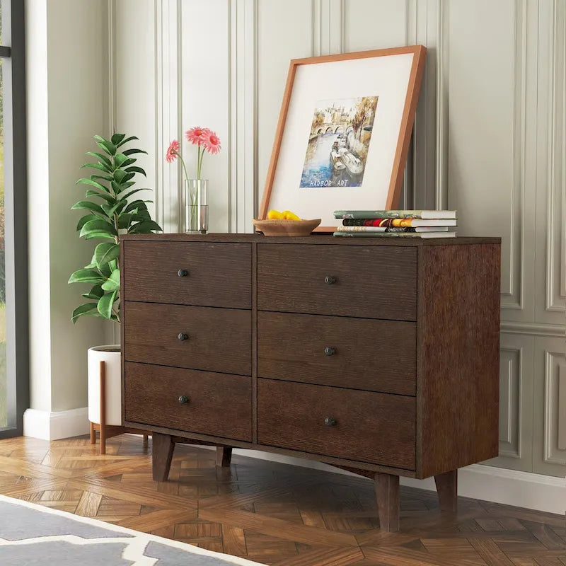 Credenza da buffet in legno massello Auburn, maniglia rotonda retrò, montaggio da 1-2 persone