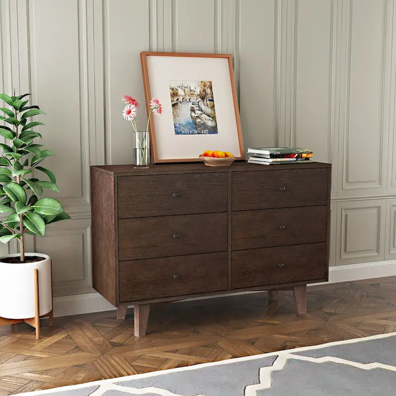 Credenza da buffet in legno massello Auburn, maniglia rotonda retrò, montaggio da 1-2 persone