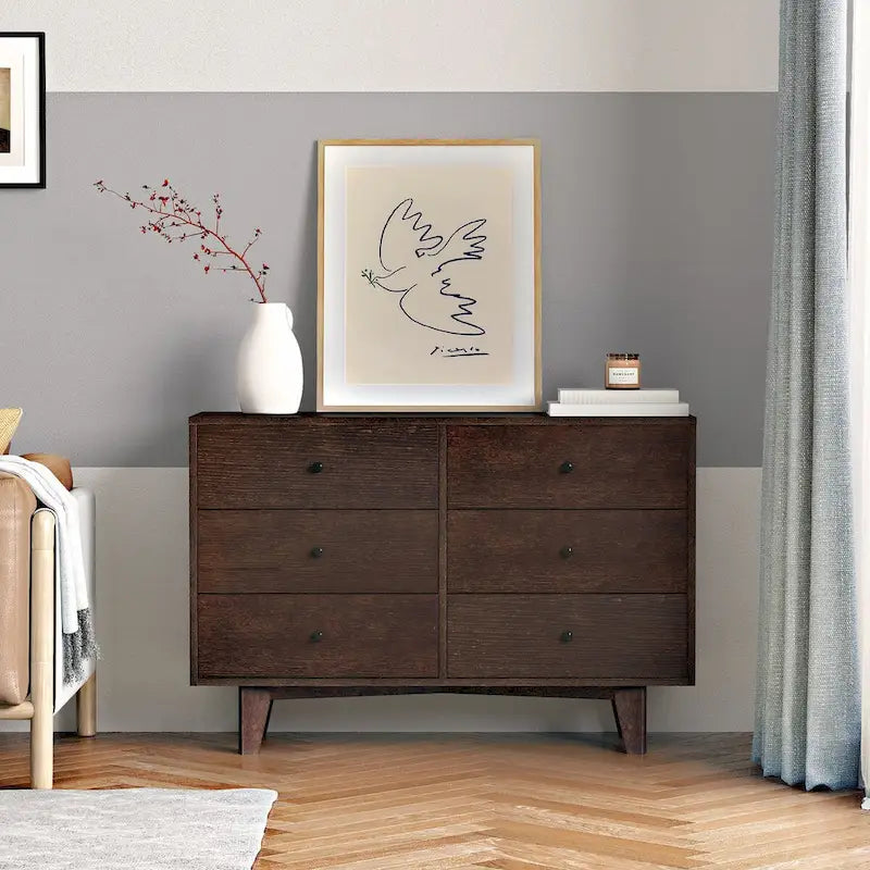 Credenza da buffet in legno massello Auburn, maniglia rotonda retrò, montaggio da 1-2 persone