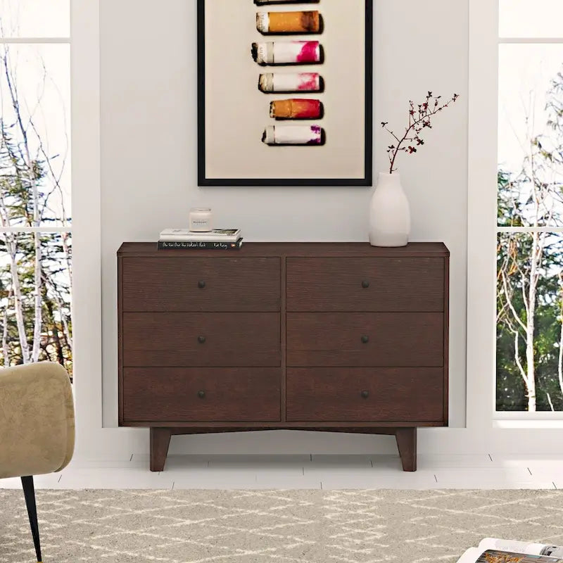 Credenza da buffet in legno massello Auburn, maniglia rotonda retrò, montaggio da 1-2 persone