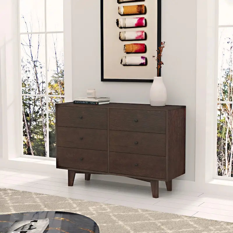 Credenza da buffet in legno massello Auburn, maniglia rotonda retrò, montaggio da 1-2 persone