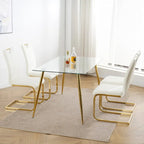 Sedia da pranzo in PU bianca e nera, gambe cromate, set da 4