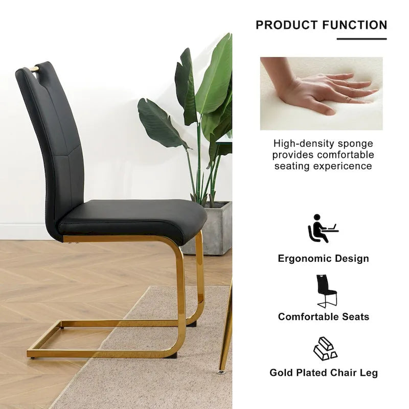 Sedia da pranzo in PU bianca e nera, gambe cromate, set da 4
