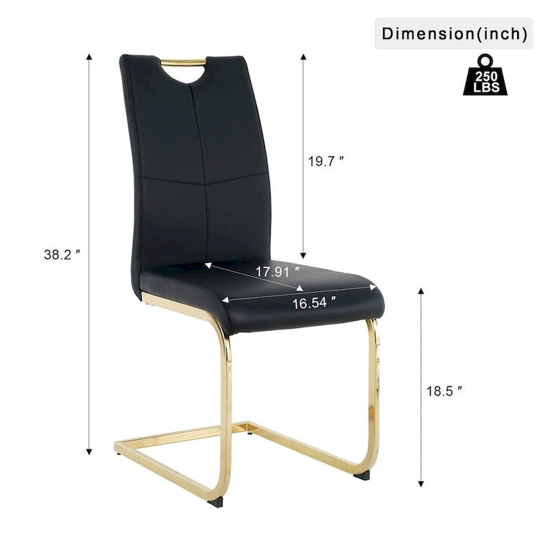 Sedia da pranzo in PU bianca e nera, gambe cromate, set da 4