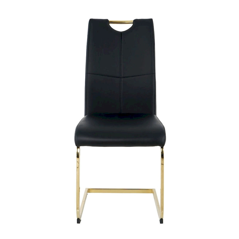 Sedia da pranzo in PU bianca e nera, gambe cromate, set da 4