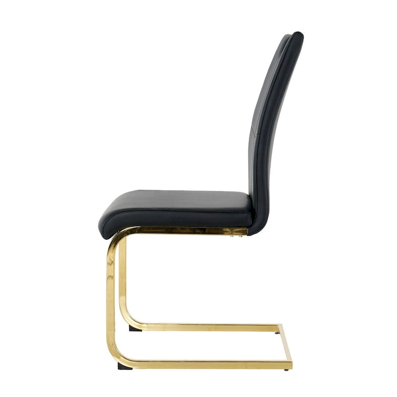 Sedia da pranzo in PU bianca e nera, gambe cromate, set da 4