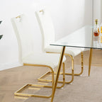 Sedia da pranzo in PU bianca e nera, gambe cromate, set da 4