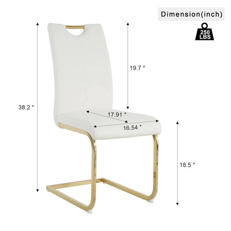 Sedia da pranzo in PU bianca e nera, gambe cromate, set da 4