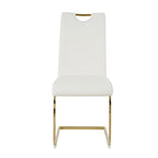 Sedia da pranzo in PU bianca e nera, gambe cromate, set da 4