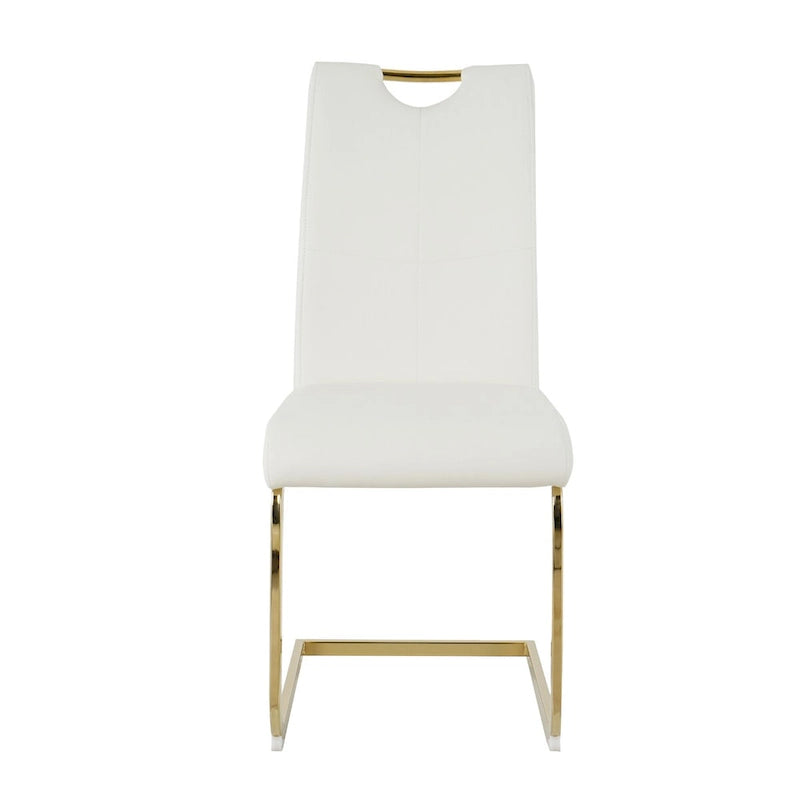 Sedia da pranzo in PU bianca e nera, gambe cromate, set da 4
