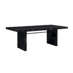Set tavolo da pranzo in finto marmo nero, stile moderno, 7 posti