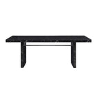 Set tavolo da pranzo in finto marmo nero, stile moderno, 7 posti
