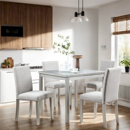 Set da Pranzo 5 Pezzi, Grigio/Nero/Bianco, Quadrato, 4 Posti