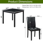 Set da Pranzo 5 Pezzi, Grigio/Nero/Bianco, Quadrato, 4 Posti