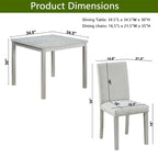 Set da Pranzo 5 Pezzi, Grigio/Nero/Bianco, Quadrato, 4 Posti