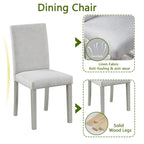 Set da Pranzo 5 Pezzi, Grigio/Nero/Bianco, Quadrato, 4 Posti