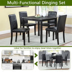 Set da Pranzo 5 Pezzi, Grigio/Nero/Bianco, Quadrato, 4 Posti