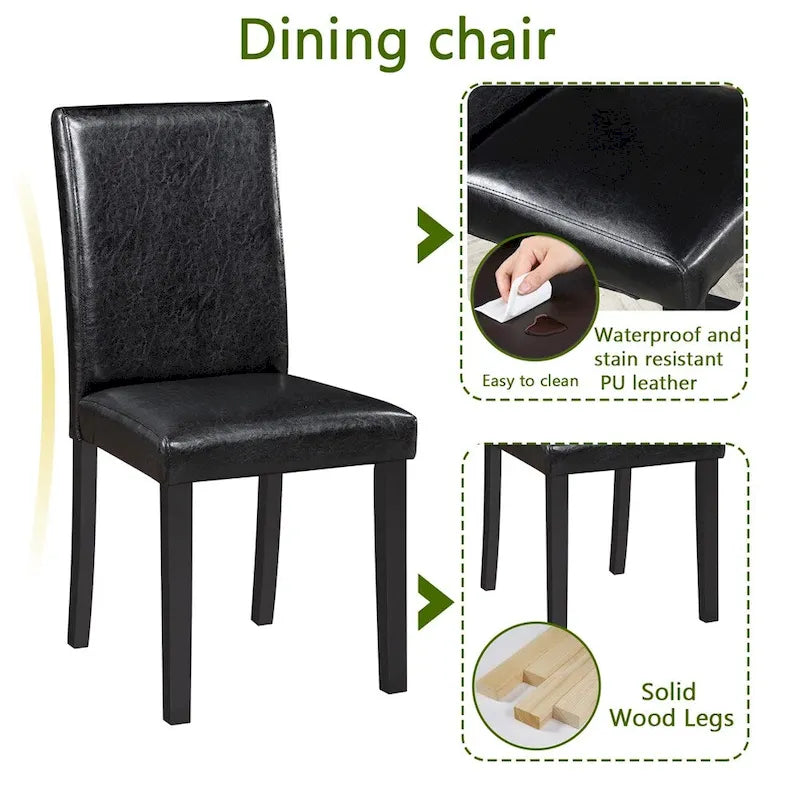 Set da Pranzo 5 Pezzi, Grigio/Nero/Bianco, Quadrato, 4 Posti