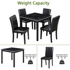 Set da Pranzo 5 Pezzi, Grigio/Nero/Bianco, Quadrato, 4 Posti