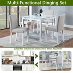 Set da Pranzo 5 Pezzi, Grigio/Nero/Bianco, Quadrato, 4 Posti