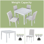 Set da Pranzo 5 Pezzi, Grigio/Nero/Bianco, Quadrato, 4 Posti