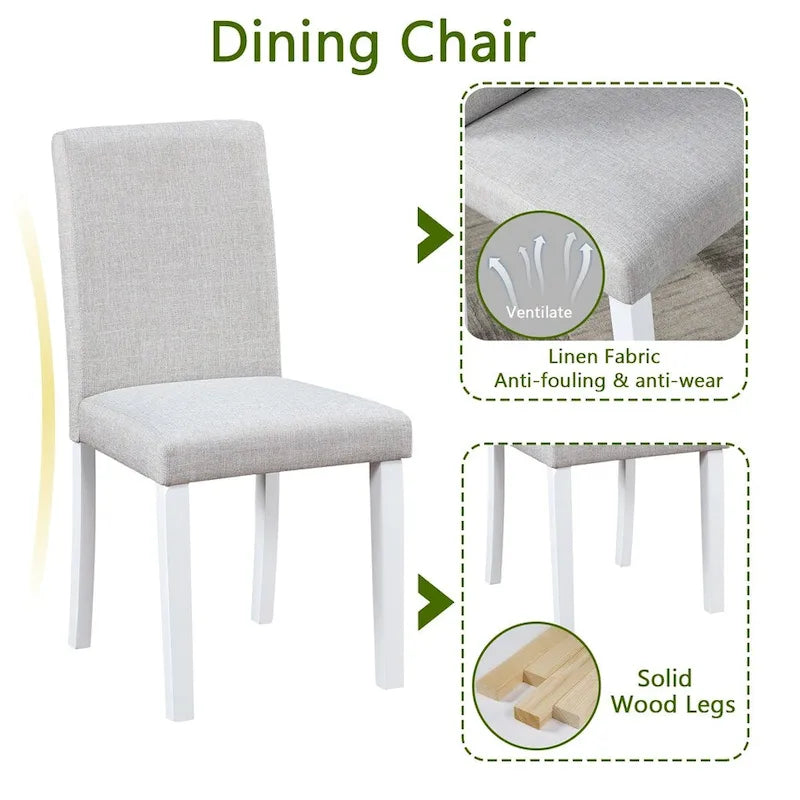 Set da Pranzo 5 Pezzi, Grigio/Nero/Bianco, Quadrato, 4 Posti