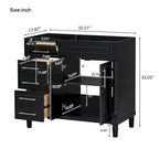 Mobile bagno singolo nero moderno da 36" con 3 cassetti e armadietto (senza lavabo)