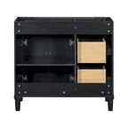 Mobile bagno singolo nero moderno da 36" con 3 cassetti e armadietto (senza lavabo)