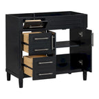 Mobile bagno singolo nero moderno da 36" con 3 cassetti e armadietto (senza lavabo)