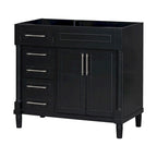 Mobile bagno singolo nero moderno da 36" con 3 cassetti e armadietto (senza lavabo)