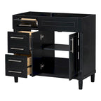 Mobile bagno singolo nero moderno da 36" con 3 cassetti e armadietto (senza lavabo)