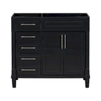 Mobile bagno singolo nero moderno da 36" con 3 cassetti e armadietto (senza lavabo)