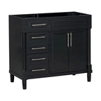 Mobile bagno singolo nero moderno da 36" con 3 cassetti e armadietto (senza lavabo)