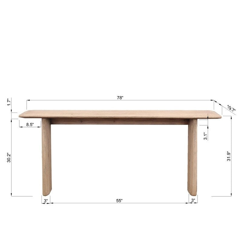 Tavolo consolle in legno da 78", naturale invecchiato, per 1 persona