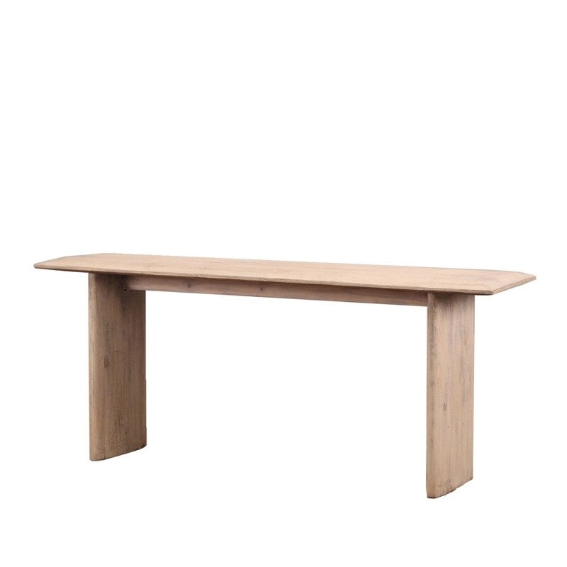 Tavolo consolle in legno da 78", naturale invecchiato, per 1 persona